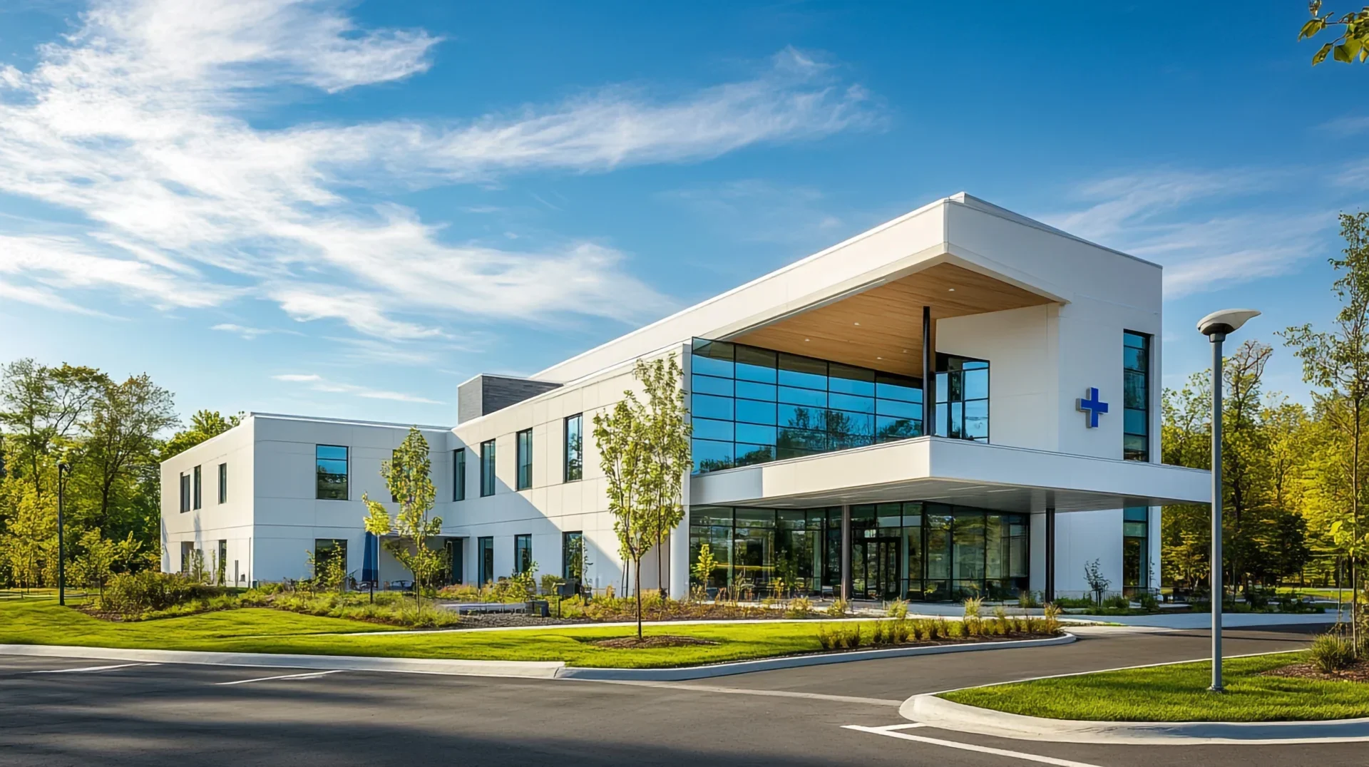 Exterior shot of Modern Medical Facility