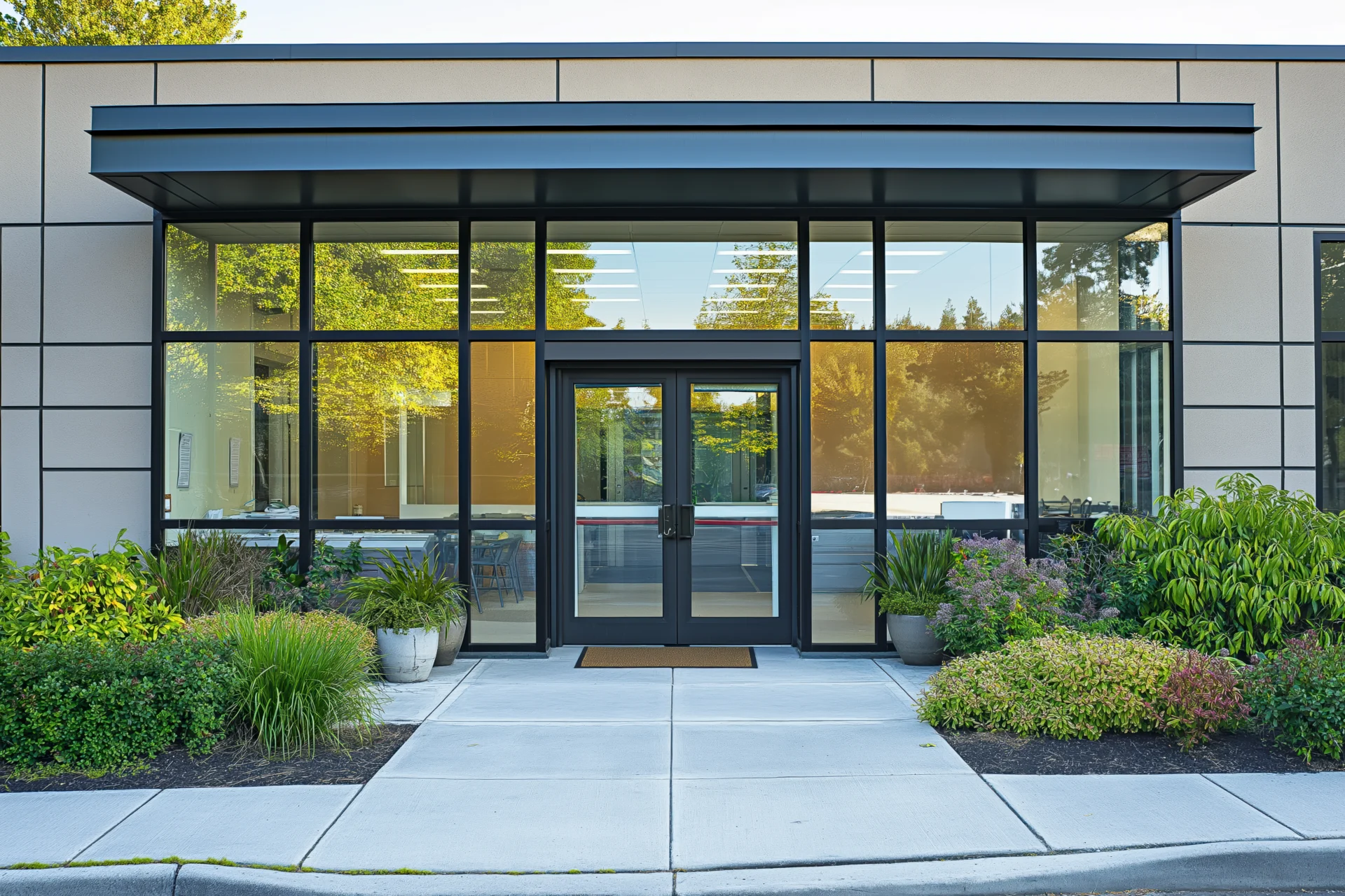 Modern work building with glassfront