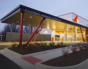 Exterior image of a veterinary real estate building